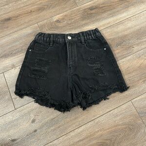 Distressed Black Jean Shorts